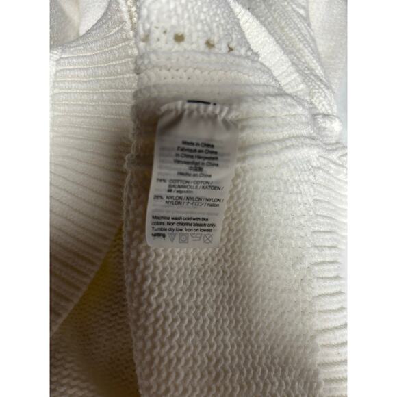 J. Crew White Pullover Sweater with Pointelle stitching Cotton size XL classic - Picture 8 of 11